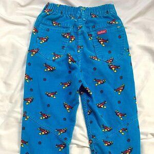 Vintage OshKosh B’gosh Boys 5S Blue Corduroy Pants Airplane Print Rare